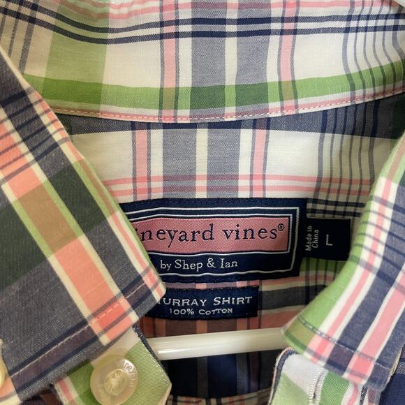 Men's Large Vineyard Vines Plaid Button Down Multicolor Cotton Murray Shirt - Picture 3 of 4